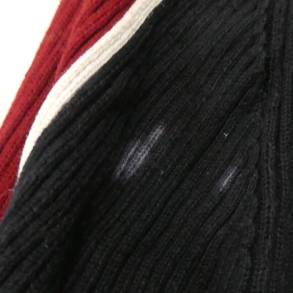 NOMI | medium | Ribbed Burgundy and Black Partial Zip-Up Sweater - Picture 15 of 15